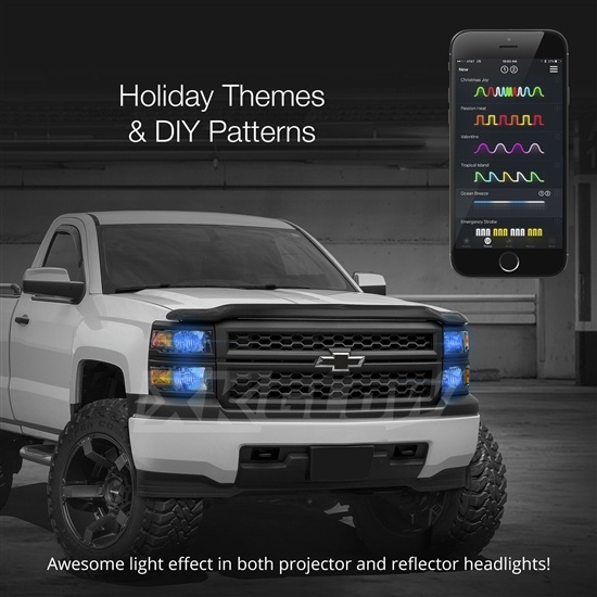 RGB Demon Eye Bluetooth Control for Car/Truck H11 2 in 1 LED Headlight Bulbs